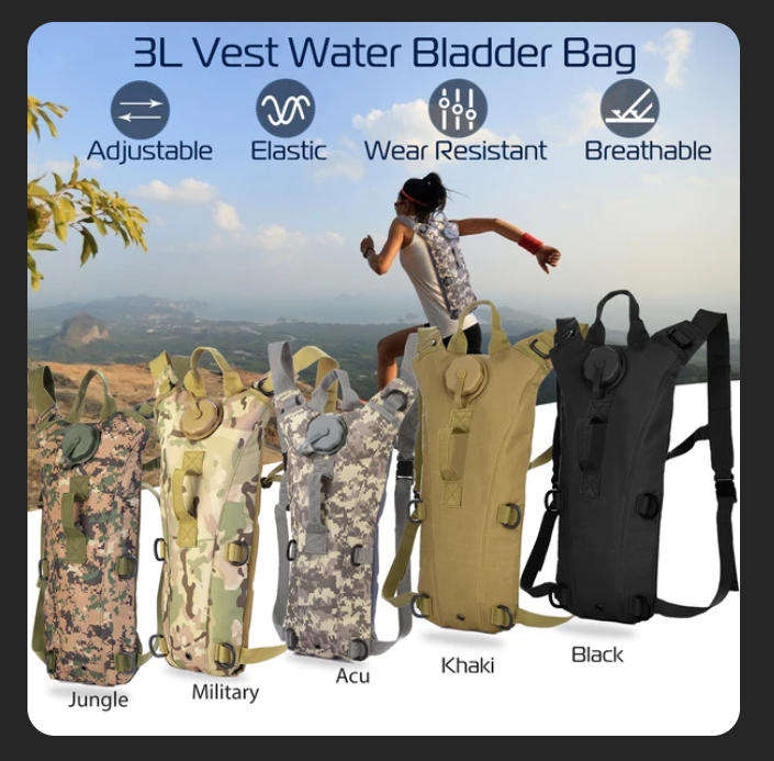 3L Tactical Hydration Backpack Military Water Bag Pouch Outdoor Running Cycling Camping Rucksack