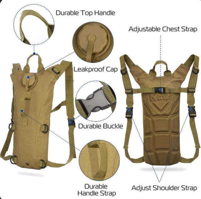 3L Tactical Hydration Backpack Military Water Bag Pouch Outdoor Running Cycling Camping Rucksack