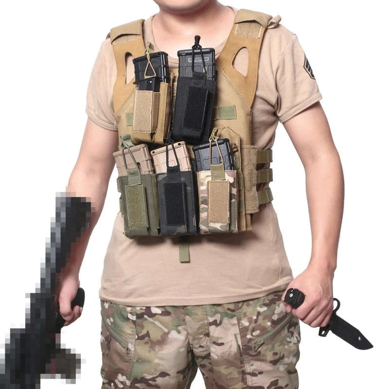 Tactical Molle Single Magazine Pouch 2 Layer 5.56 9mm Cartridge Hostler Bags New