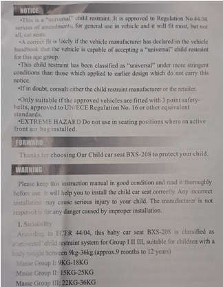 Jet Baby BXS-208 Car Seat, Suitable for  9-36kg - Black and Red