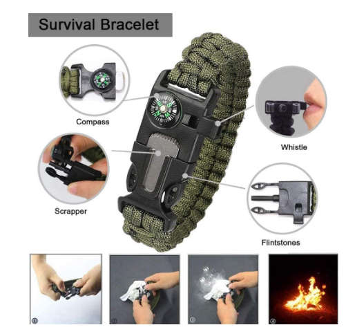 Paracord Survival Flint & Steel  5 in 1 Armband