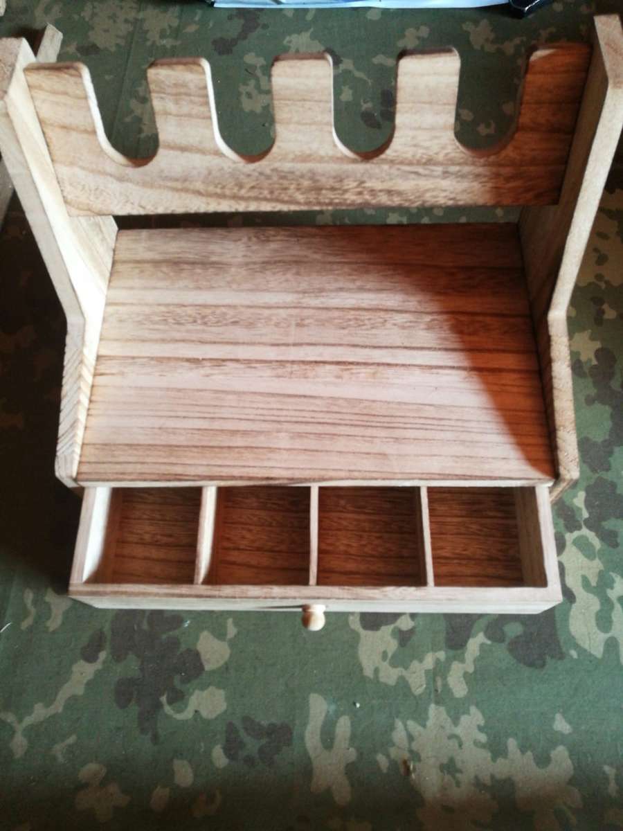 4-Slot Wooden Rack, Multi-Compartment Storage Organizer, Indoor Display Stand