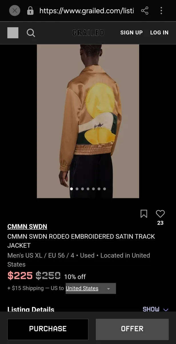 Mens CMMN Sweden satin jacket