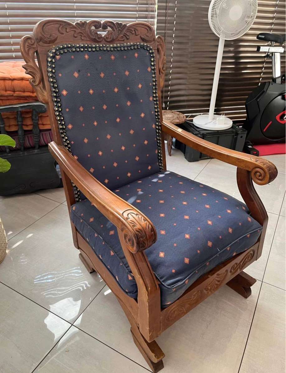 Vintage carved oak rocking chair