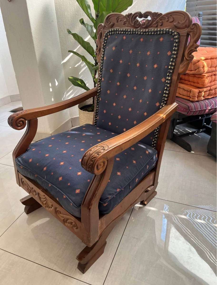 Vintage carved oak rocking chair