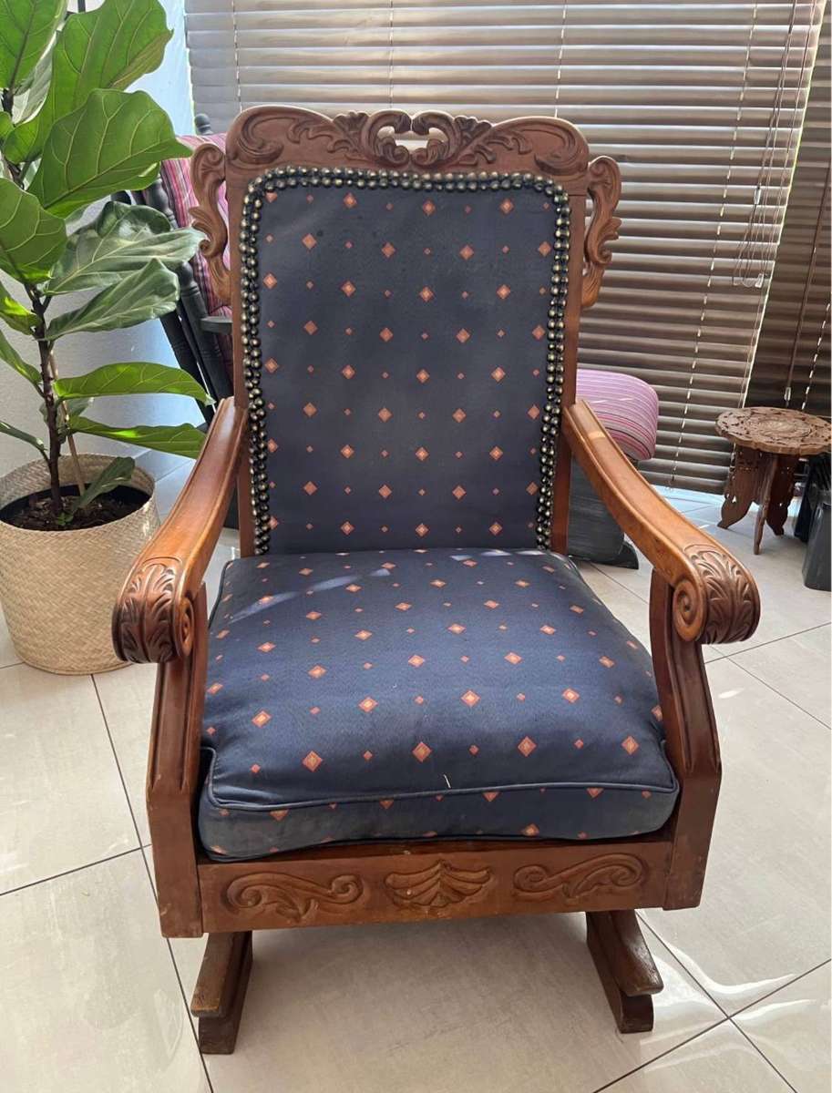 Vintage carved oak rocking chair