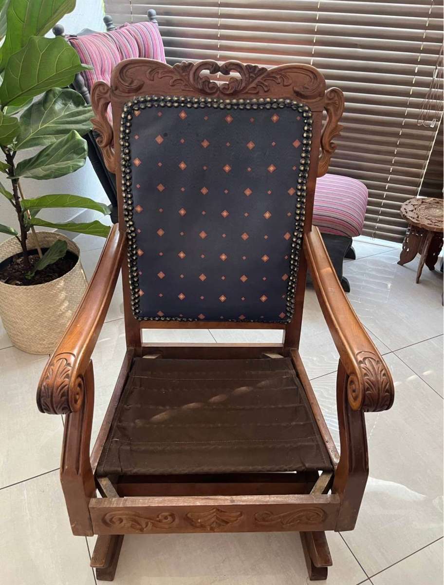 Vintage carved oak rocking chair