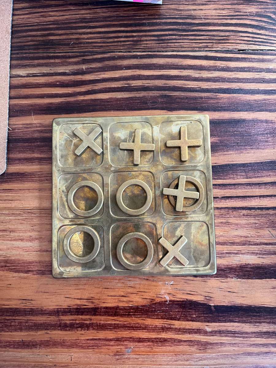 Vintage brass tic tac toe game