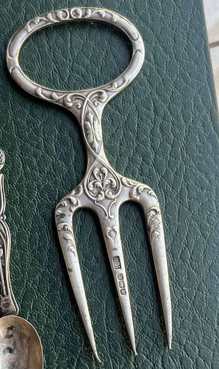 Antique silver bread / meat fork