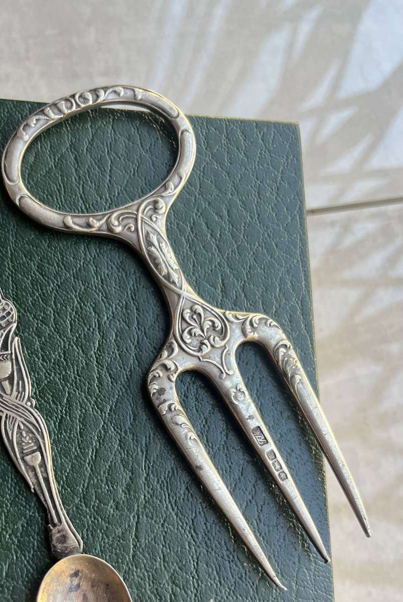 Antique silver bread / meat fork