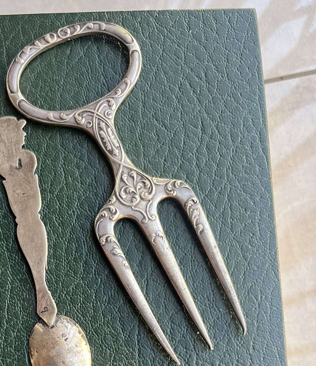 Antique silver bread / meat fork