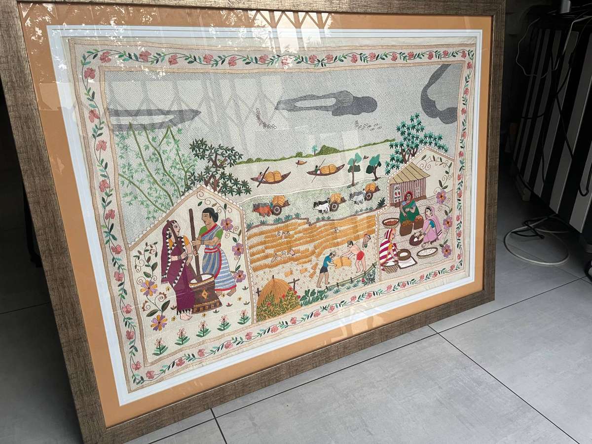 Large Framed silk tapestry