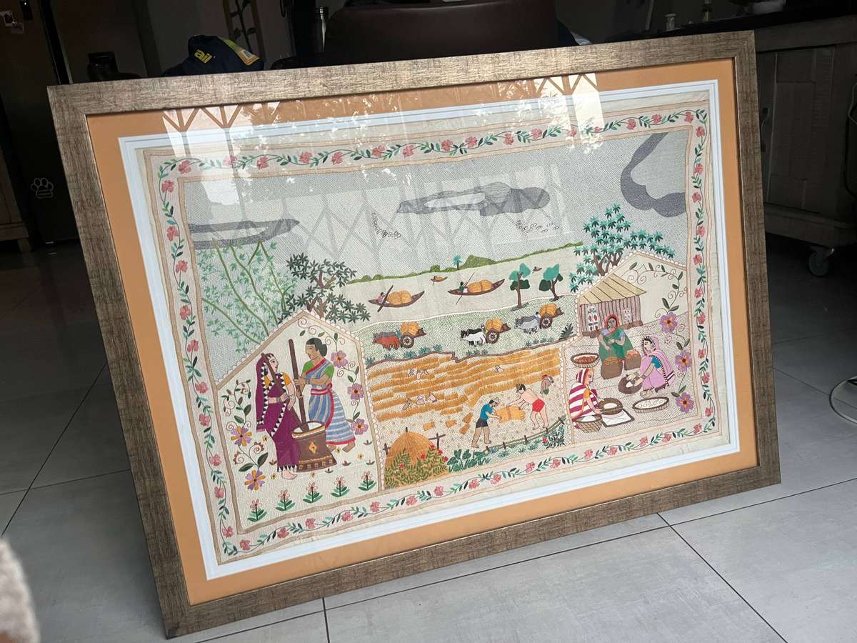 Large Framed silk tapestry