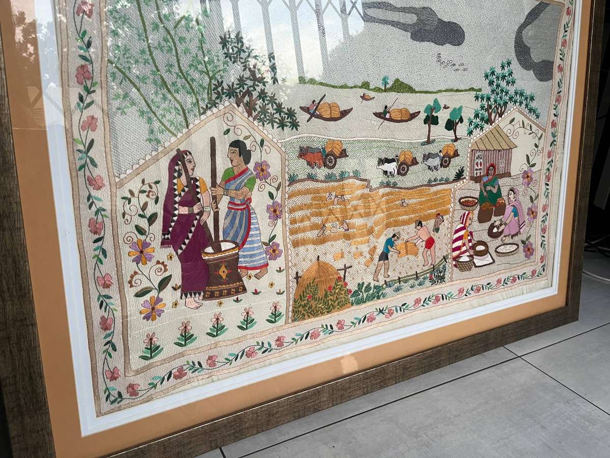 Large Framed silk tapestry