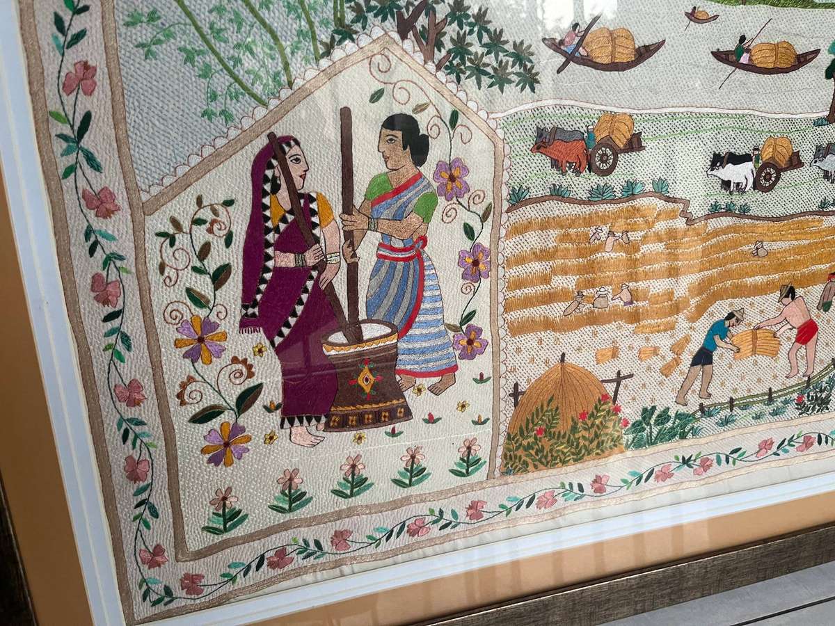 Large Framed silk tapestry