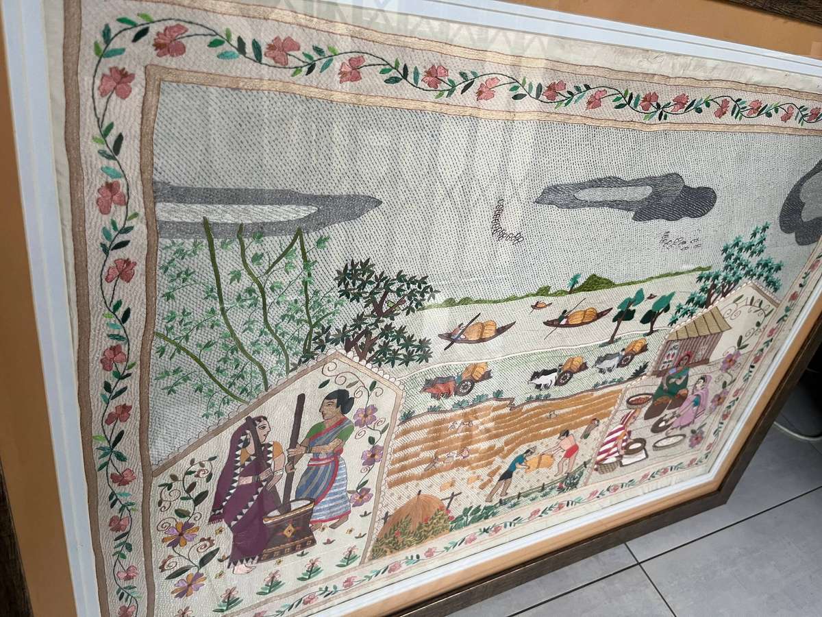 Large Framed silk tapestry