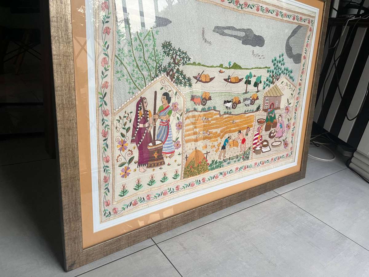 Large Framed silk tapestry