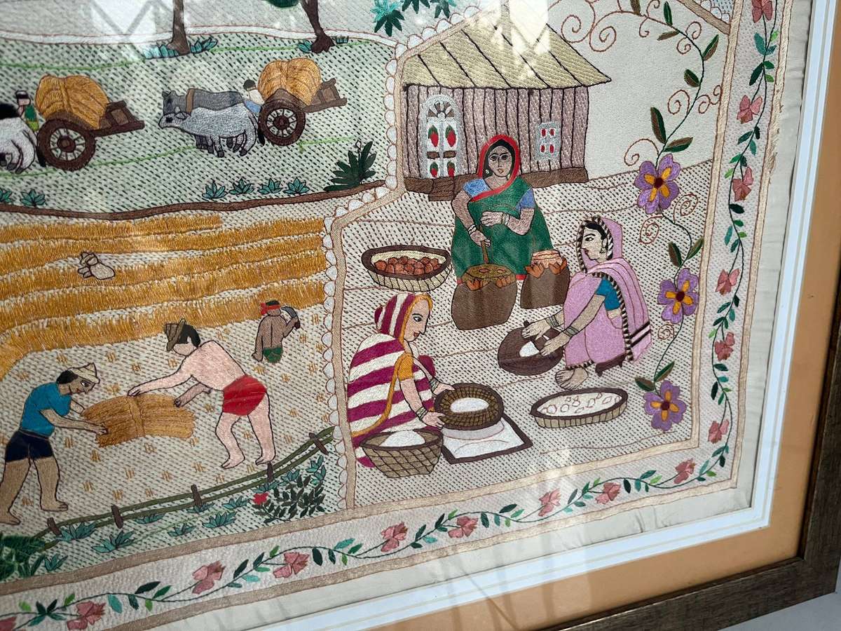 Large Framed silk tapestry