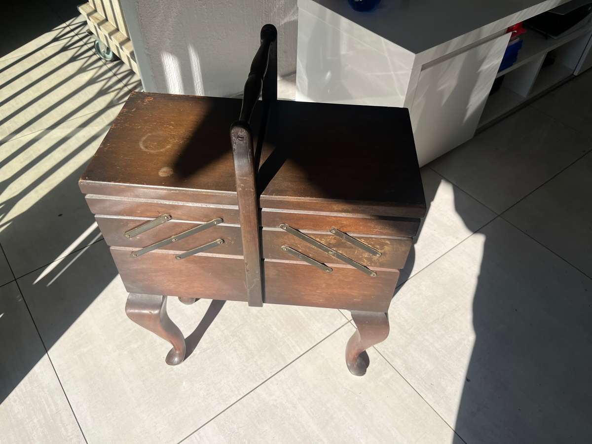 Vintage accordion sewing box