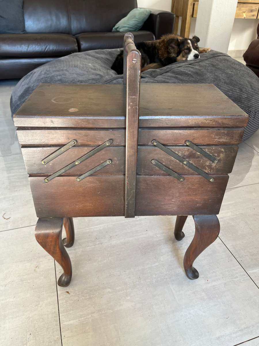 Vintage accordion sewing box
