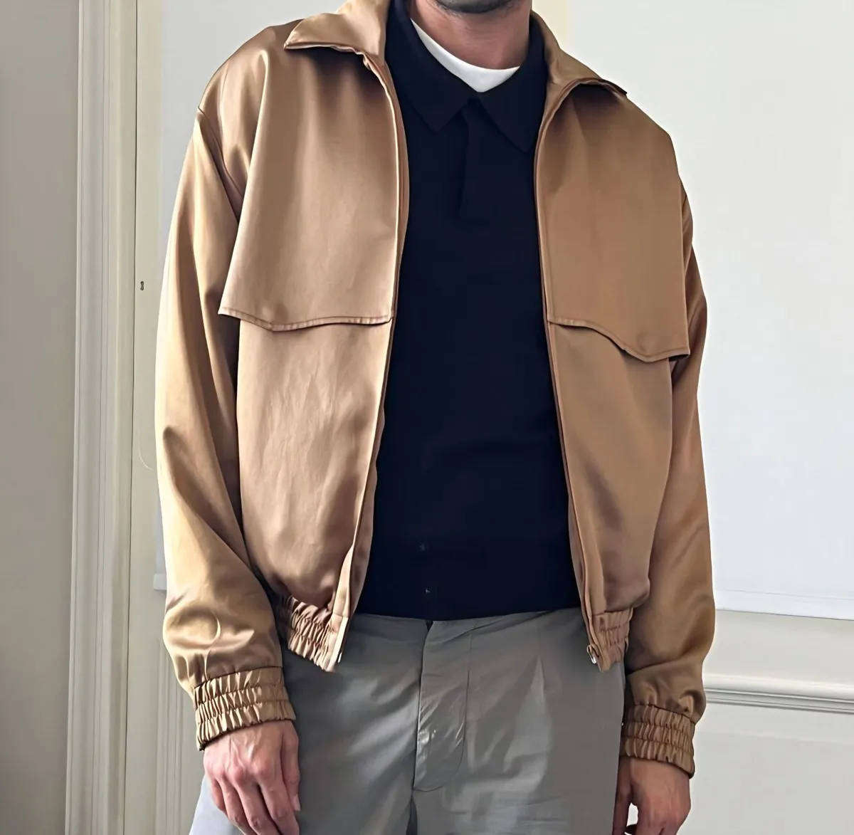 Mens CMMN Sweden satin jacket