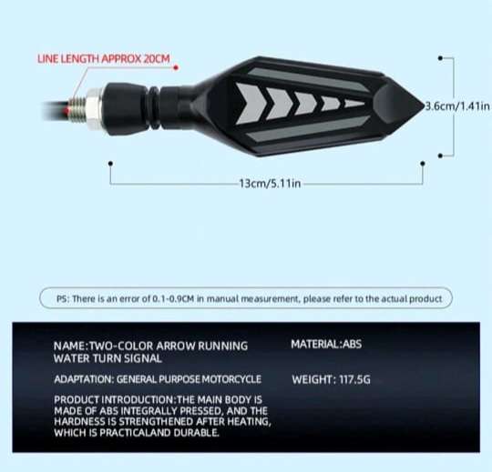 2pc Red Yellow Motorcycle LED Turn Signal Lights