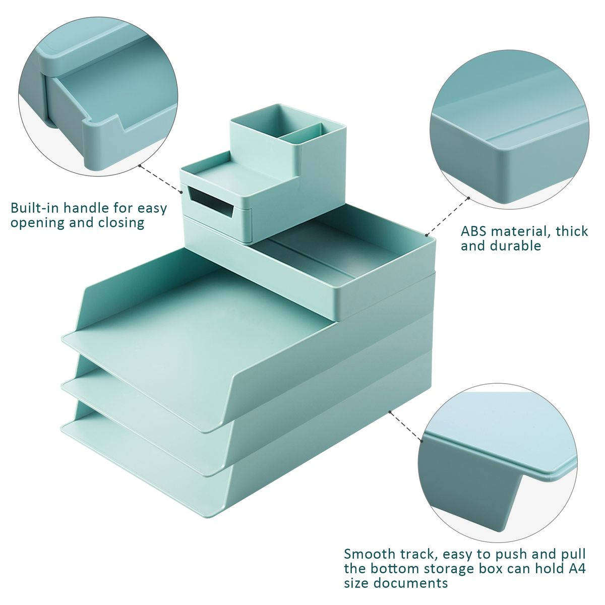 HOMEPOLA Stackable Stationery Organizer Desktop File Tray, 5Modular design