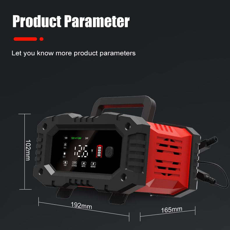 SAUTO Smart Battery Charger 12V/24V 20A 7-Stage For AGM Lead-Acid LiFePO4