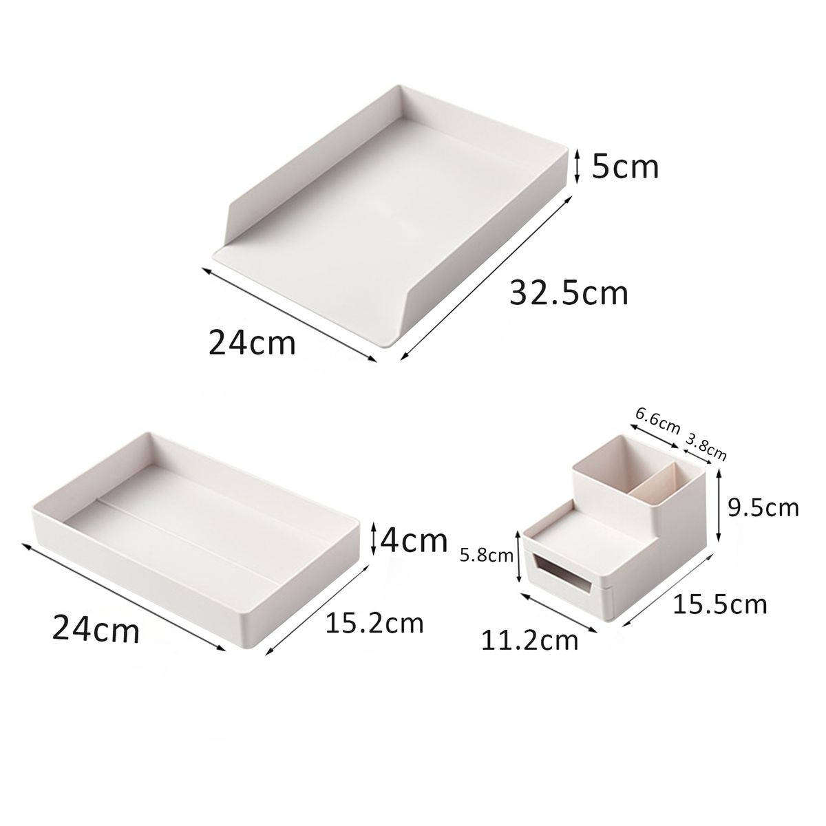 HOMEPOLA Stackable Stationery Organizer Desktop File Tray, 5Modular design - White
