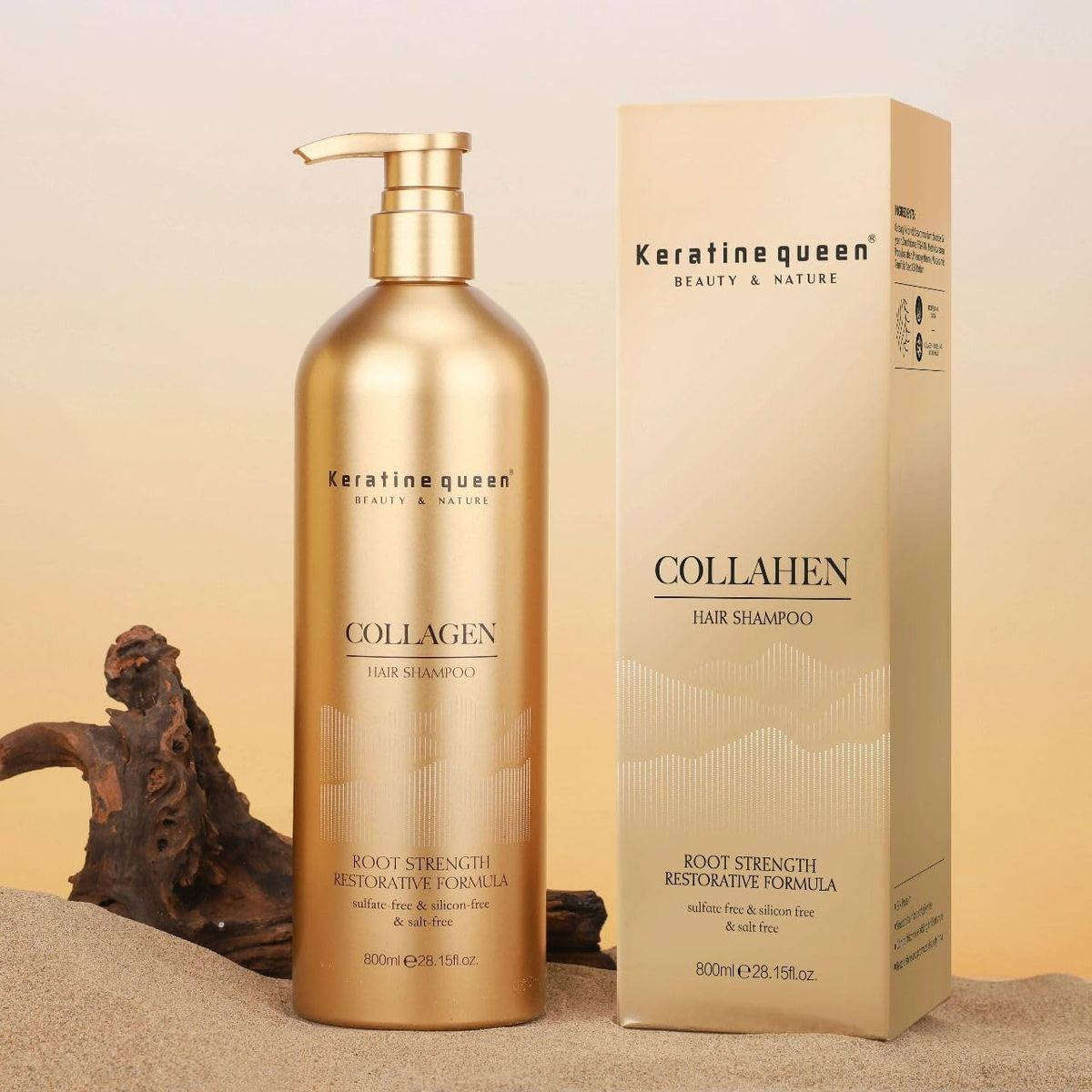 Keratine Queen Sulfate-Free Moisturizing Collagen Brazilian Gold Shampoo
