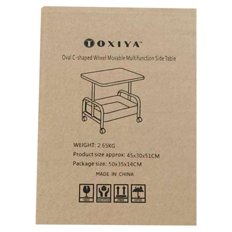 TOXIYA Multifunctional 2-Tier Roller Side Table, Metal Frame Coffee Table