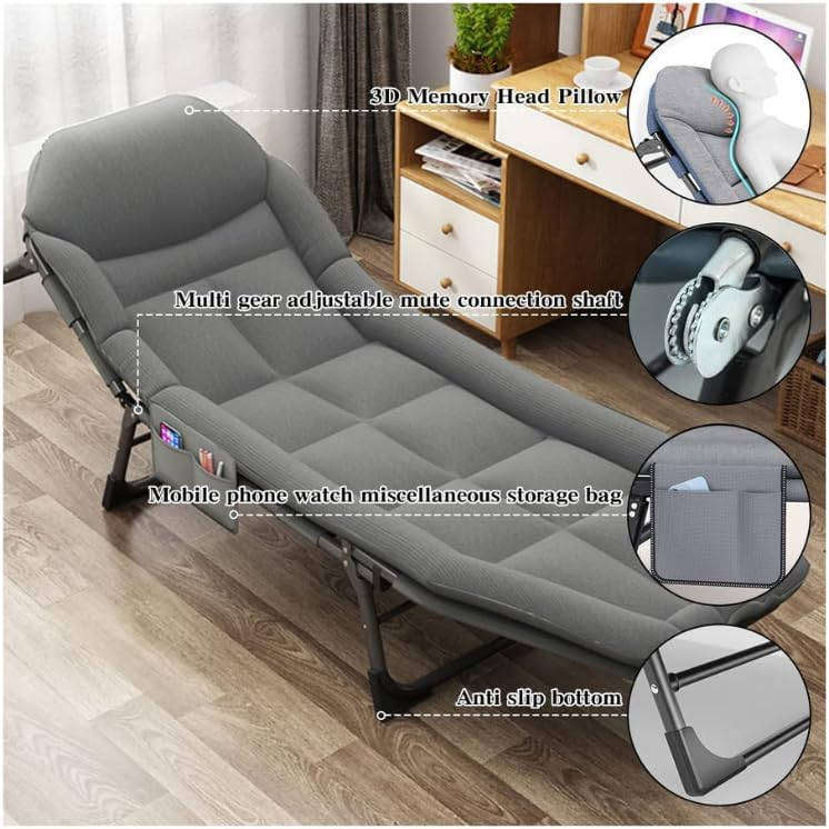 TOXIYA Portable 6 Position Folding Bed, Lounge Chair with Adjustable Angle