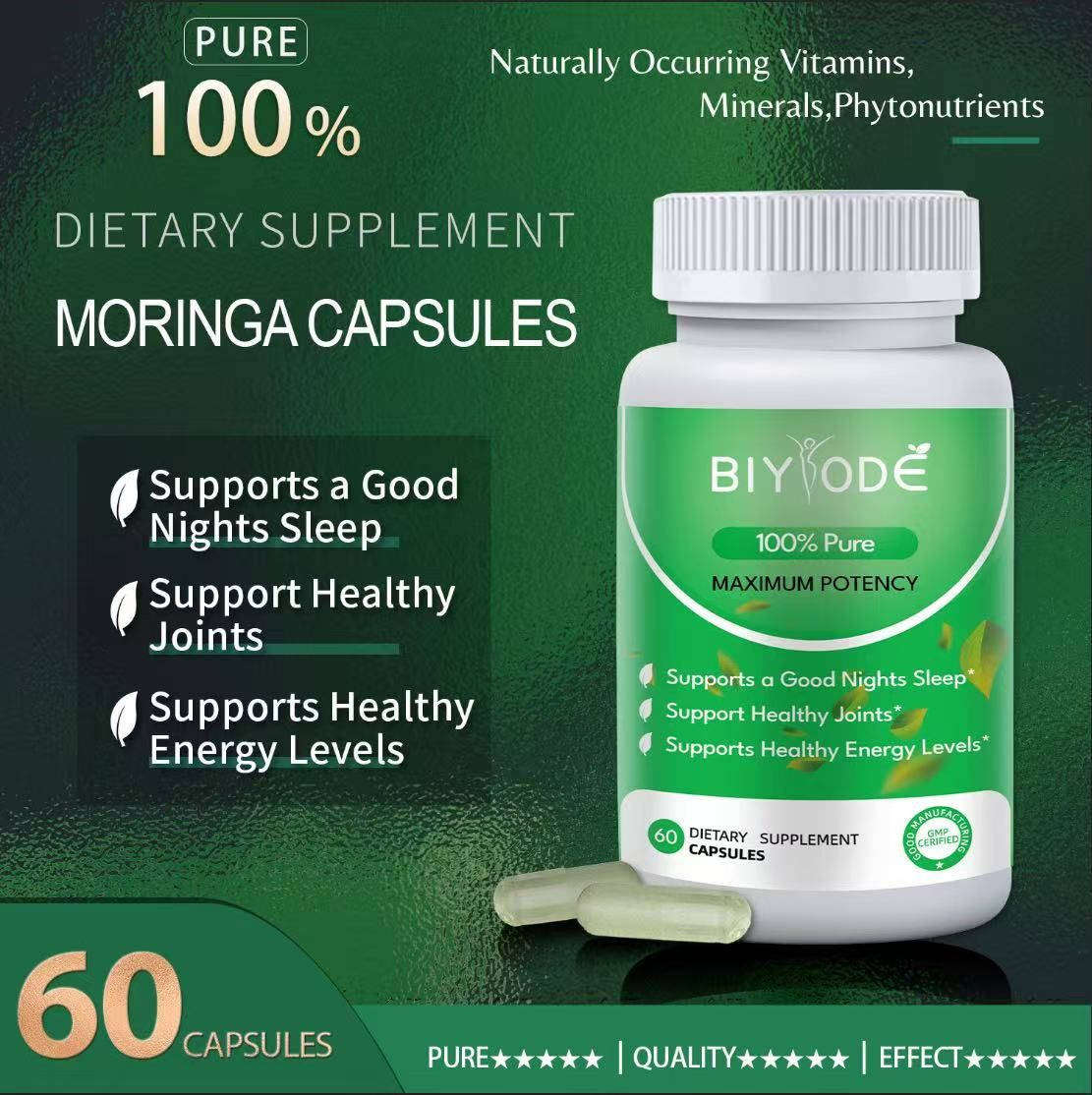 Biyode Moringa 60 Capsules, 800mg of Nutrient-Rich Moringa, Promotes Energy