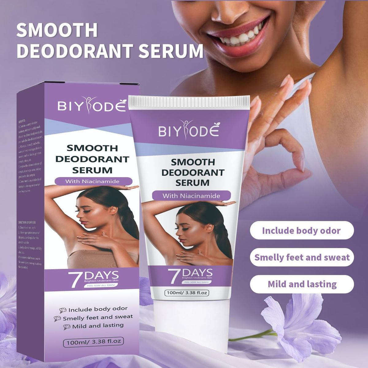 BIYODE,Smooth Deodorant Essence, 7 days allday sexy, foot and sweat odor.