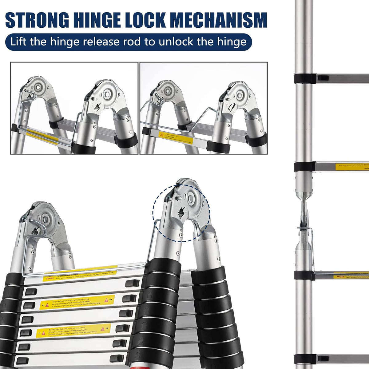 HOMEPOLA Multi-Purpose Folding Aluminium Telescopic Step Ladder 7.4Meter