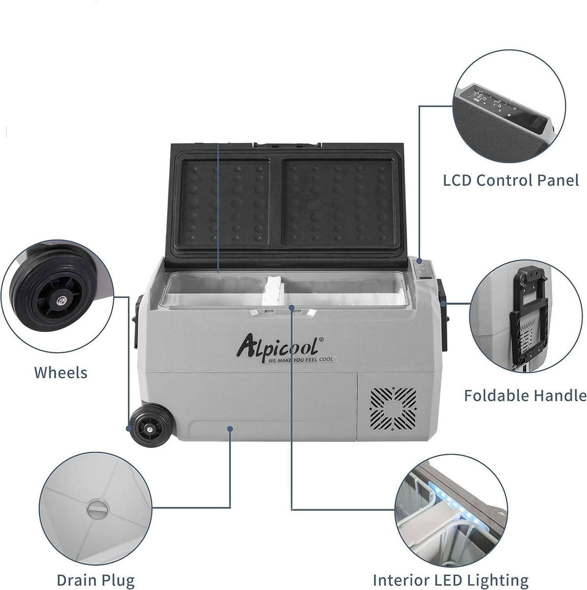Alpicool 36L Dual Temperature Control 12 Volt Refrigerator Fast Cooling 12V Car Fridge Freezer -4~6