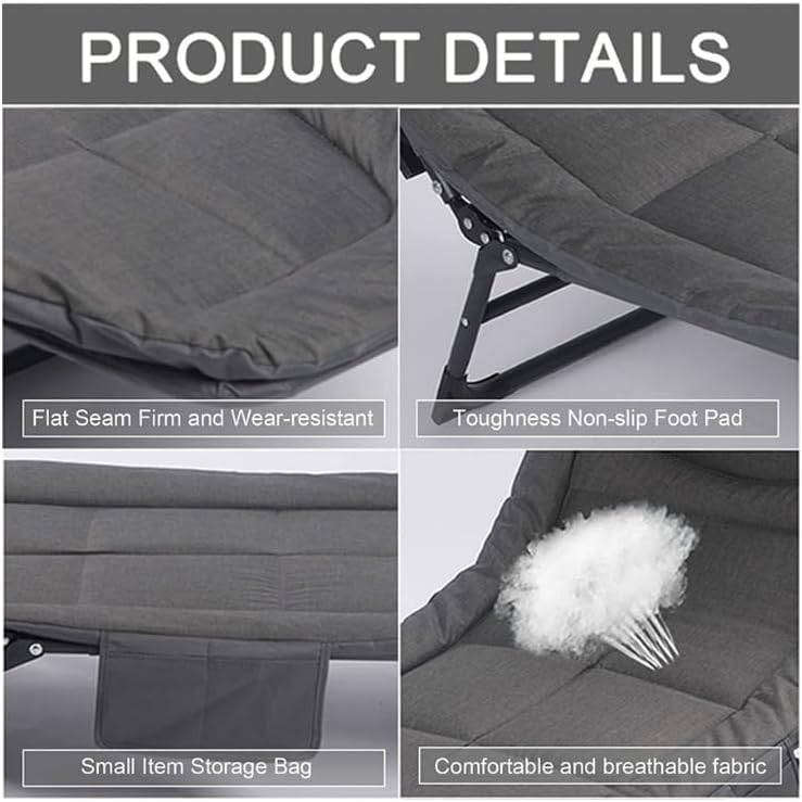 TOXIYA Portable 6 Position Folding Bed, Lounge Chair with Adjustable Angle