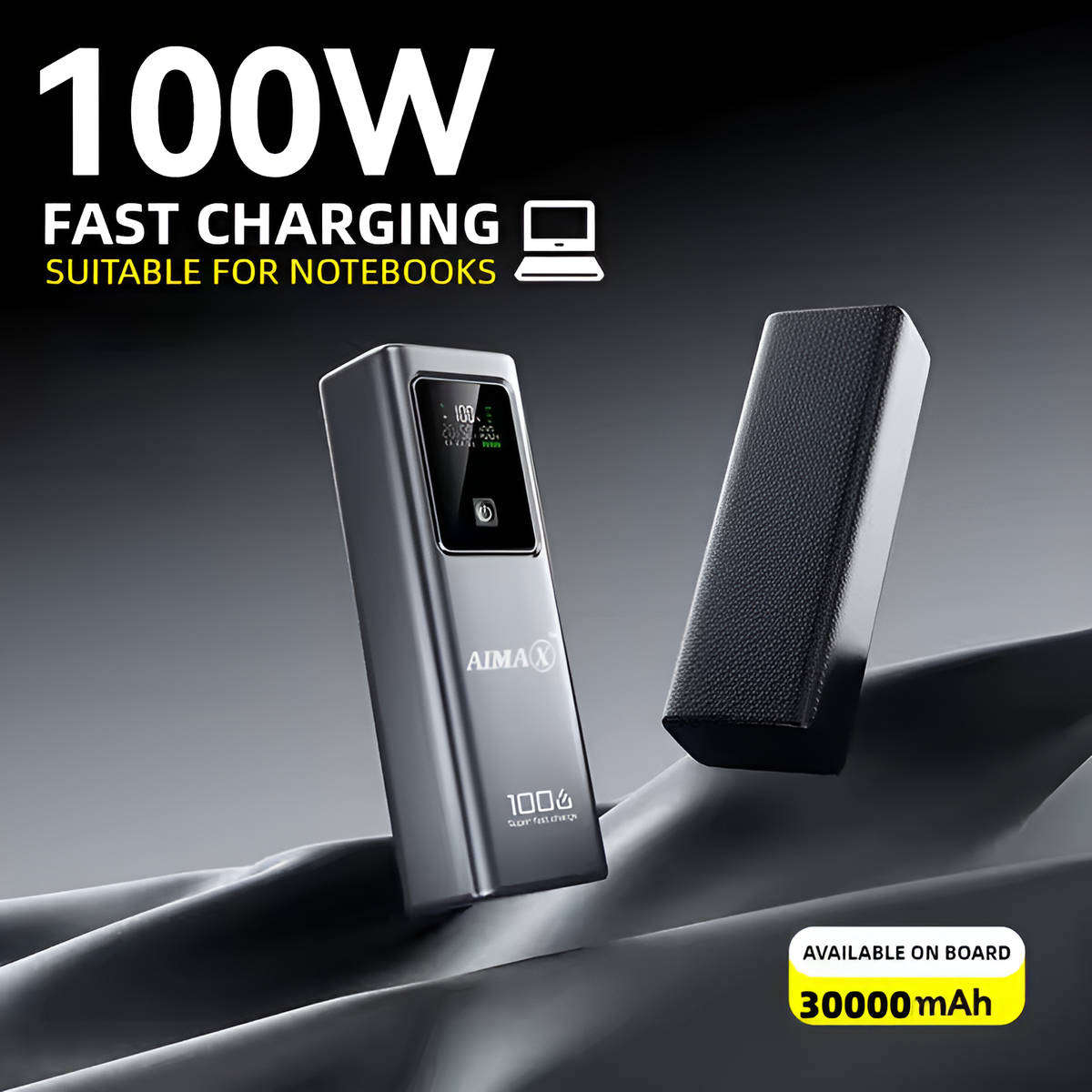 AIMAX PD100W Super Fast Charging 20000mAh Power Bank with LED Display - Black