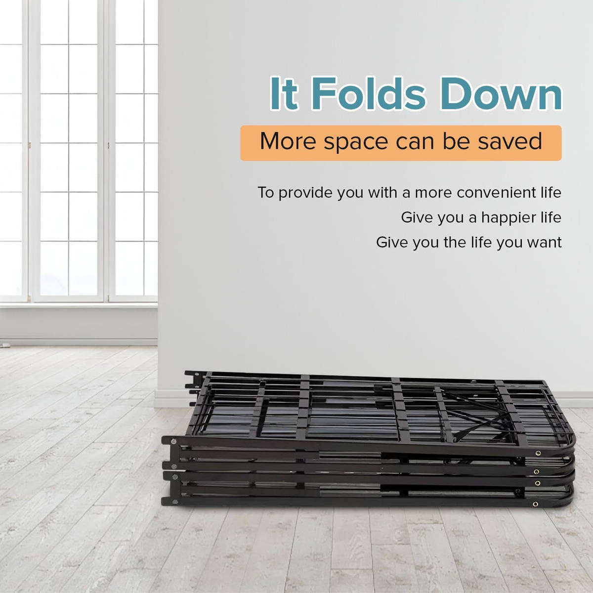 HOMEPOLA easy to assemble, sturdy & durable foldable metal bed frame only