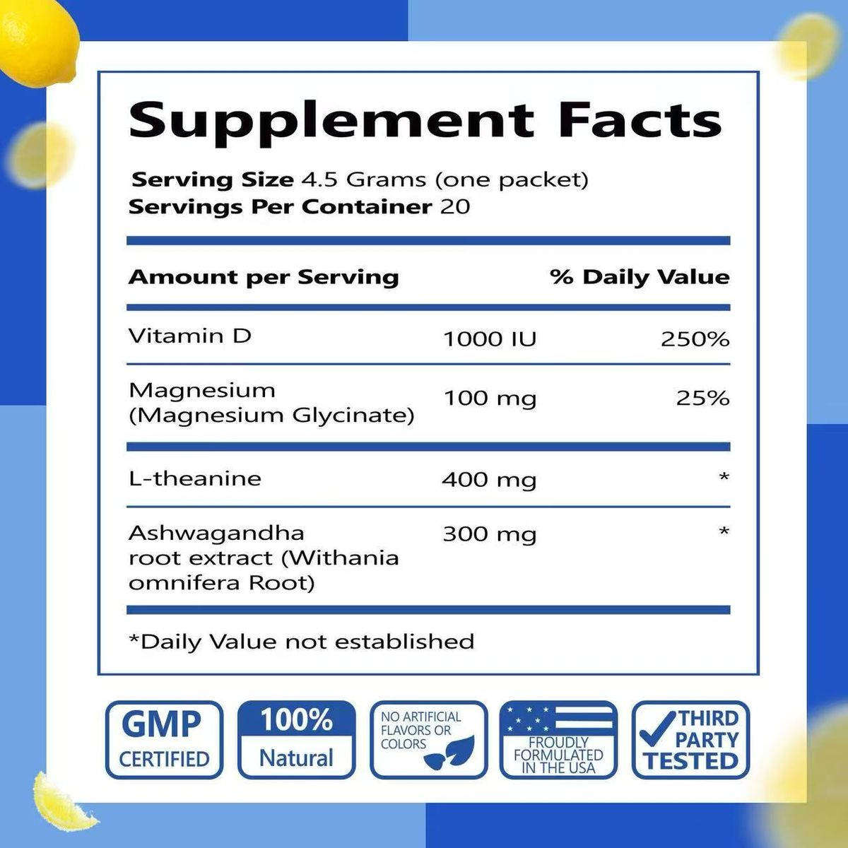 Biyode Vegan Calming Drink Mix, Raspberry Ksm-66 Ashwagandha Vitamin D3