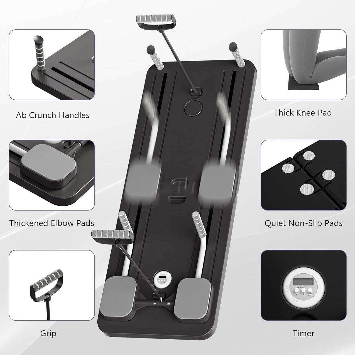 SPORTINO - Pilates Reformer Board - Multifunctional Foldable Reformer Board - Black