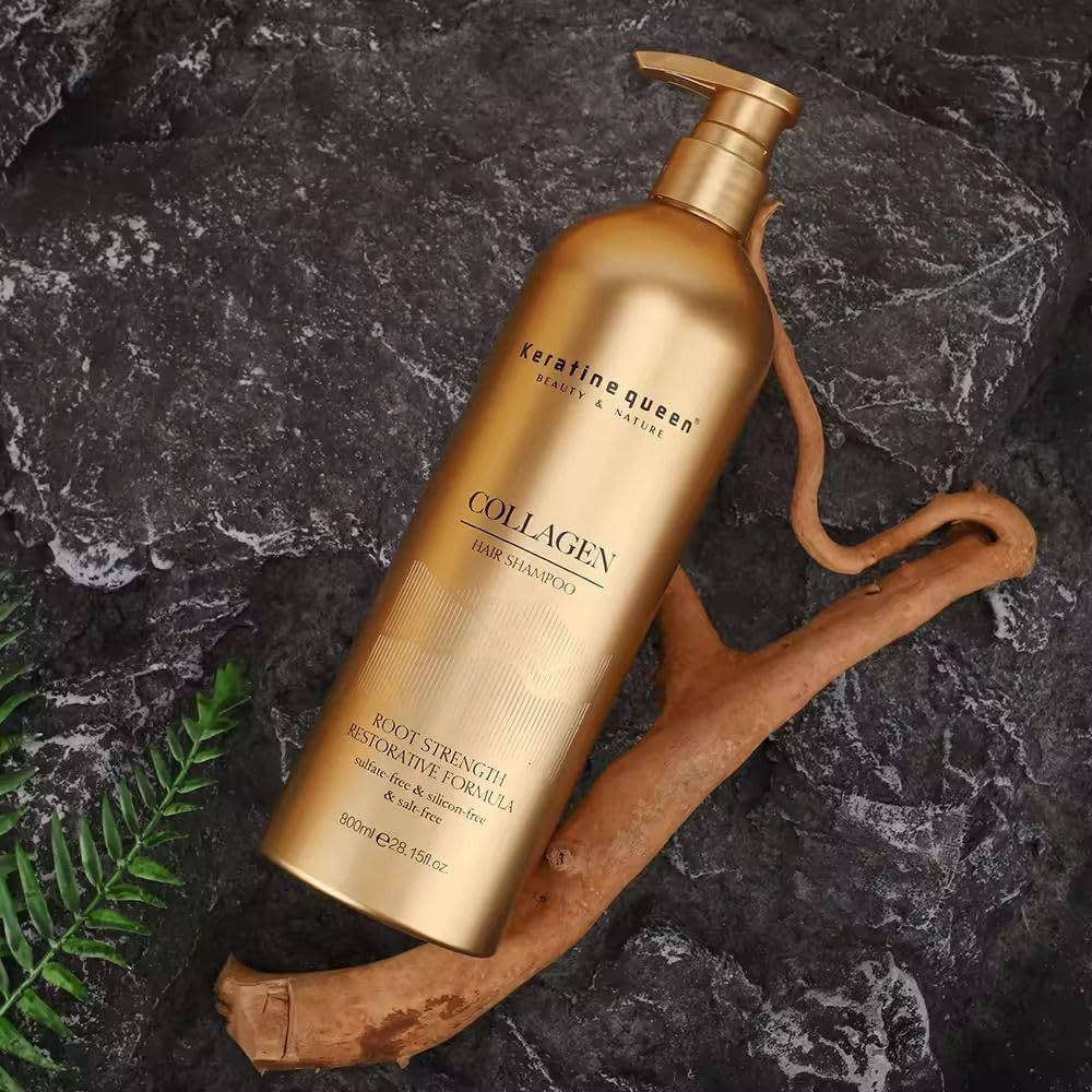 Keratine Queen Sulfate-Free Moisturizing Collagen Brazilian Gold Shampoo