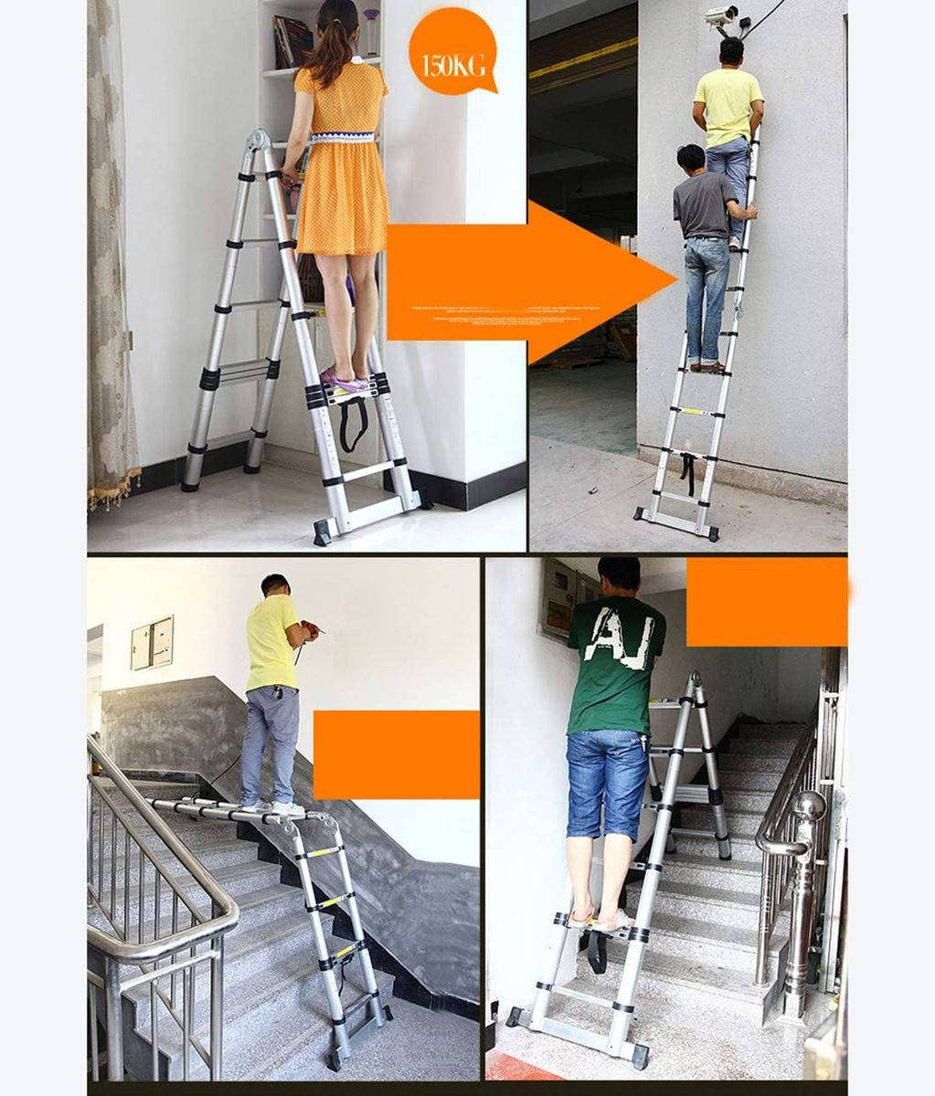 HOMEPOLA Multi-Purpose Folding Aluminium Telescopic Step Ladder 7.4Meter