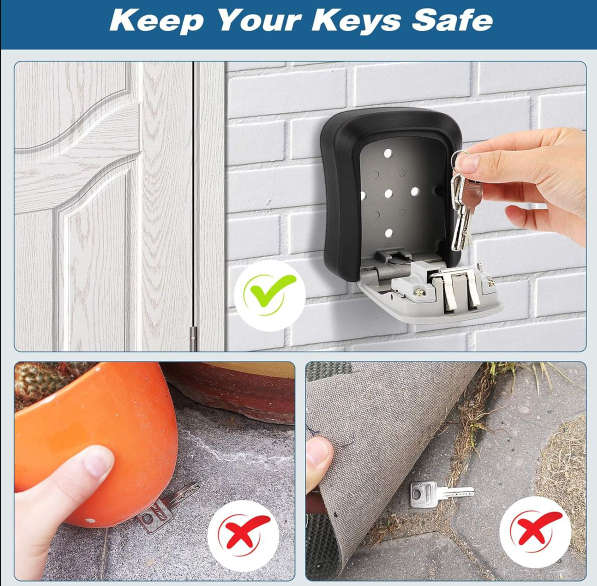 Key Lock Box, Combination Lock Box Wall Mounted Waterproof Key Storage Case