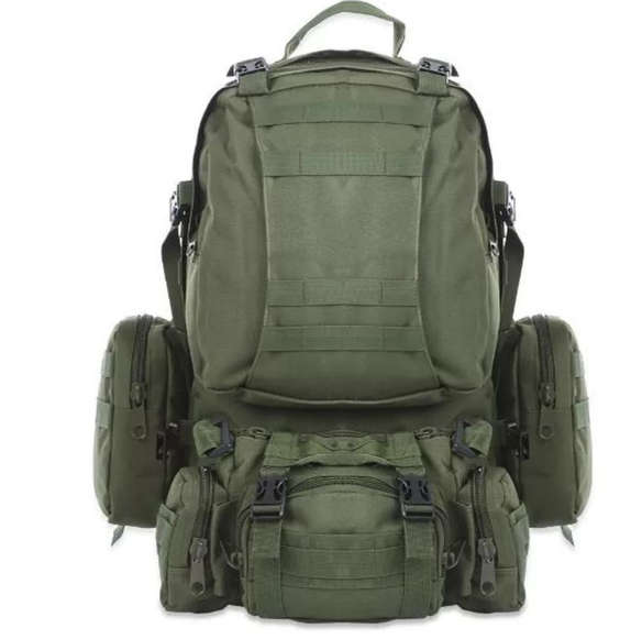 Tactical Backpack with 3 Molle Bags (55L) - Green