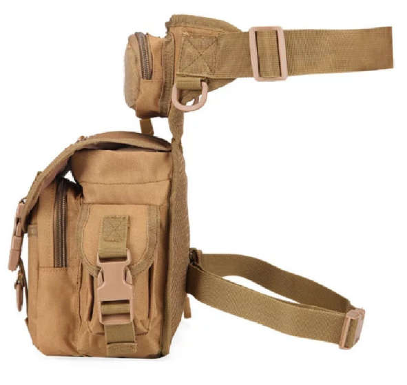 Waterproof Camping And Outdoor Leg Waist Bag Pouch - Khakhi