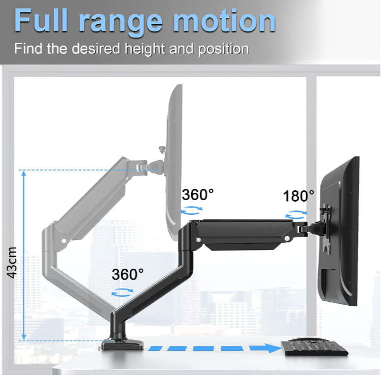 Single Monitor Desk Mount Gas Spring Monitor Arm Adjustable for Max 32-inch