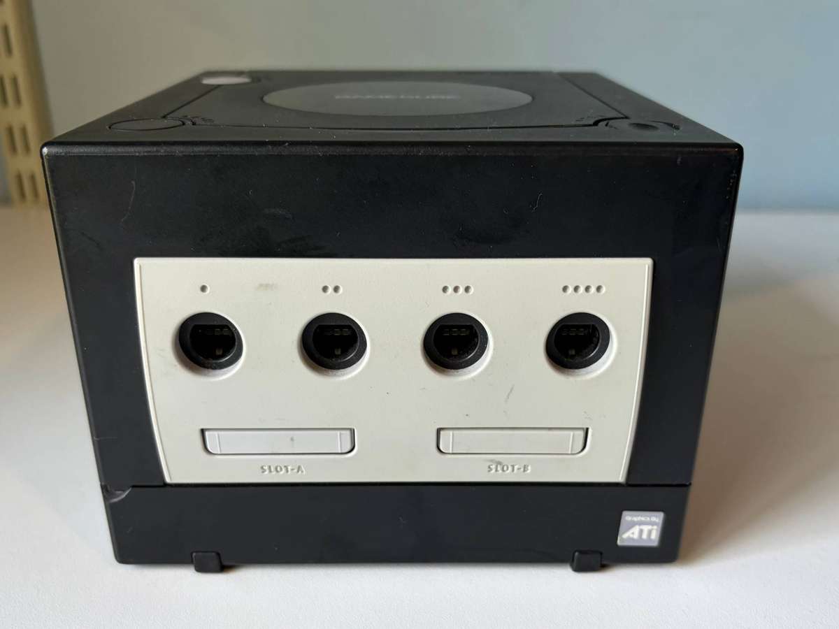 Nintendo Gamecube Black Console with Cables, one controller and one third party Memory Card