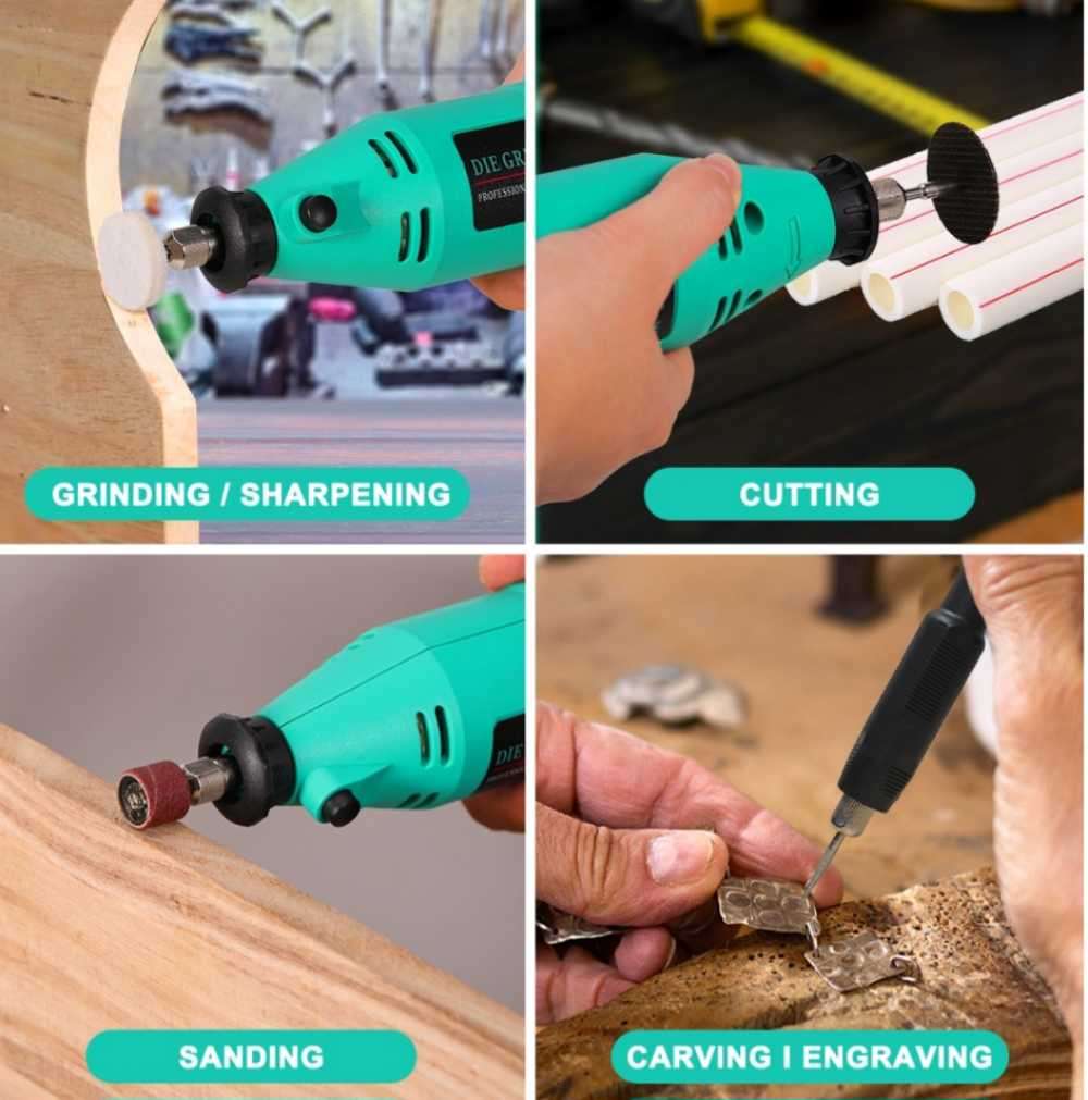 130W Rotary Tool With 211 Piece Accessories & Flexible Shaft Tool Kit