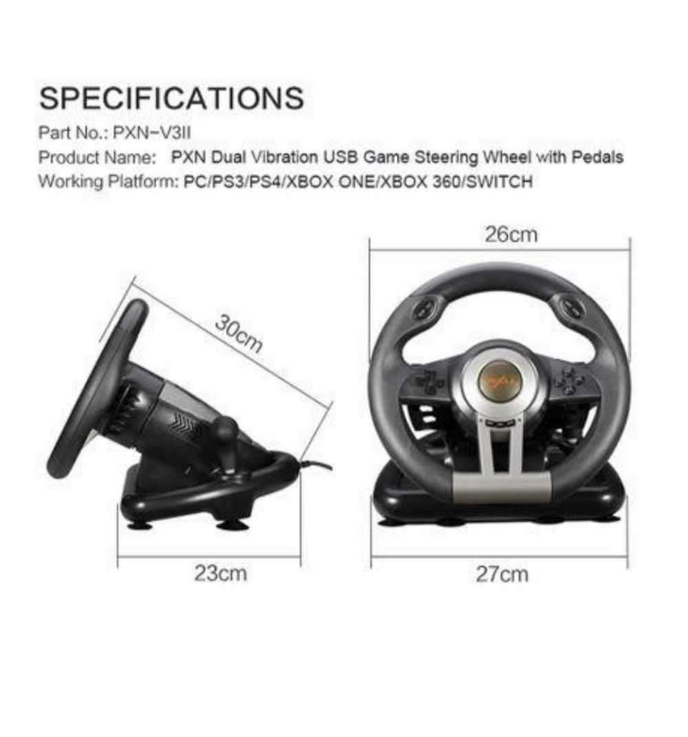 PXN V3 Pro Steering Wheel for PC/PS3/PS4 and XBOX